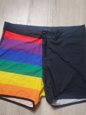Midnight Hour Rainbow Pride Board Shorts Swim Trunks Men's Size 38